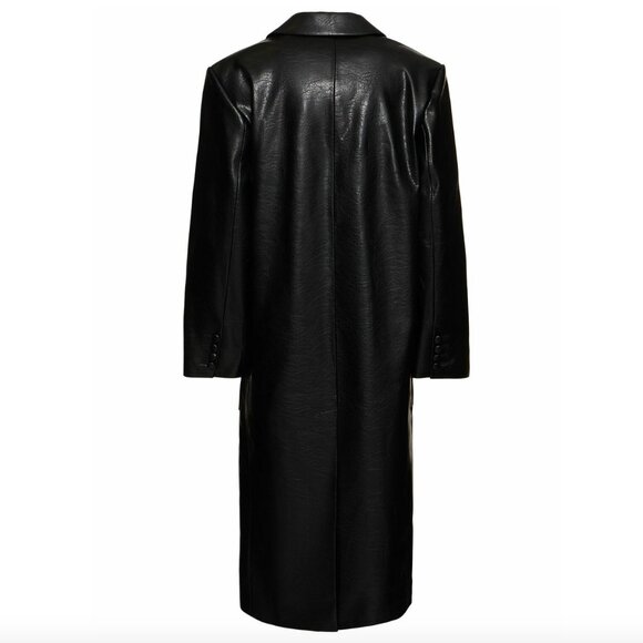 New Stand Studio Liv Coat Vegan Leather Longline Midi Length Trench Women's M/L - Picture 3 of 13
